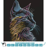 Elegant Multicolor Cat Embroidery Design - 7 Sizes- Embroidery Design - FineryEmbroidery